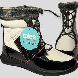 Totes Lindsey Women's Waterproof Cold Weather Fall Boots Size 6 White Black